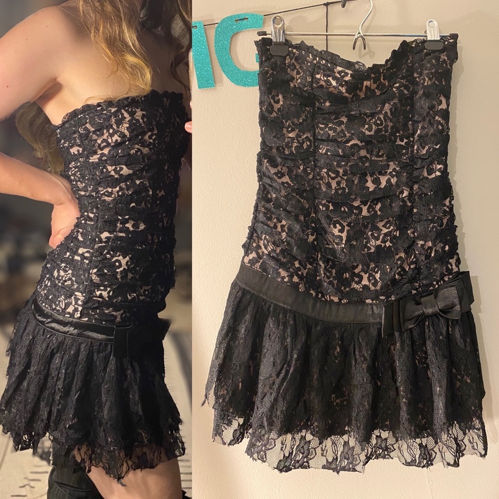 COPY - Leopard Lace Lolita Strapless Mini Dress